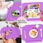 Silicone Placemat for Baby, Silicone Baby Toddlers Non-Slip Tablemats Stain Resistant Anti-Skid Reusable Dishwasher Safe Table Mats, Portable Food Mat Travel (Purple)