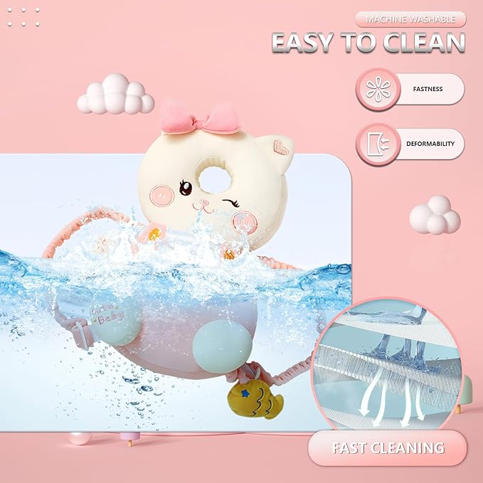 Baby Walker Head Protector Backpack Wear,Toddler Adjustable Baby Head Protection Backpack for Safety Baby Learning Walking Crawling (Cats)