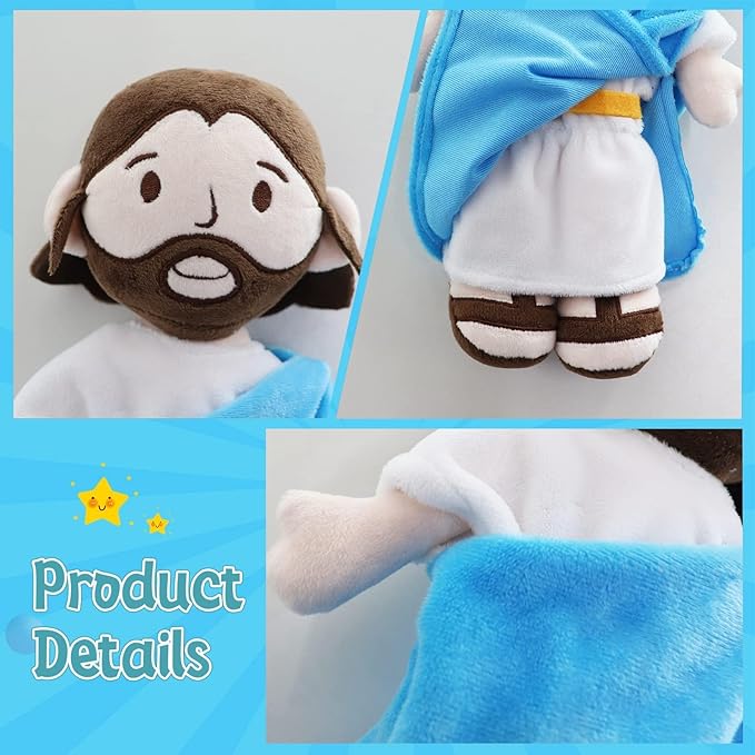 Jesus Plush Doll Guardian Mary Stuffed Baptism plushie Savior Toy for Church Sunday School Religious Easter
