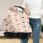 Binienty Cute Bulldog Print Baby Car Seat Canopy Cover Multi Use Nursing Cover for Newborn Boys Girls Soft Breathable Newborn Carrier/Stroller/Shopping Car