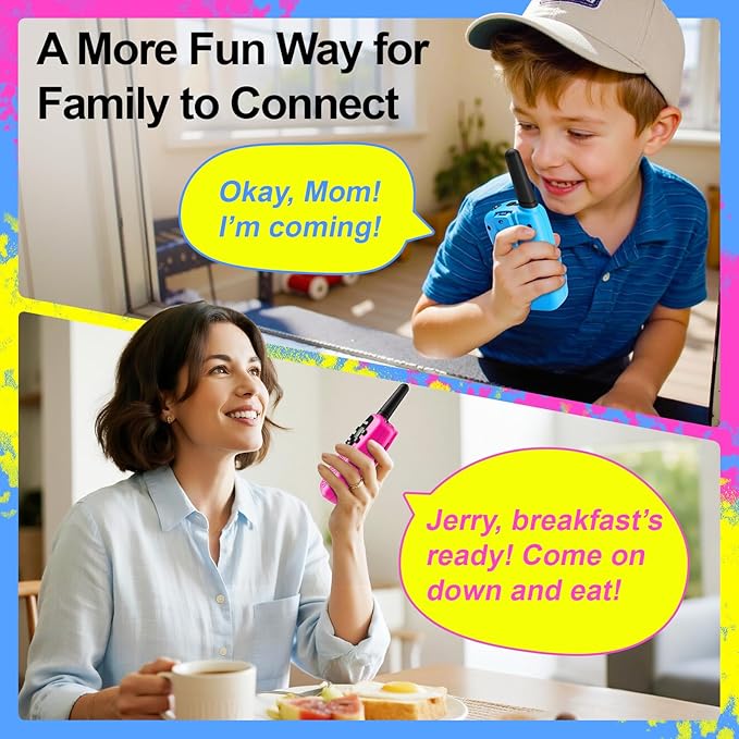 Walkie Talkies for Kids Toys for Boys Girls 4-6, 3 Miles Range Walkie Talkie to Camping, Outdoor 4 Year Old Girl Birthday Gifts for 3 4 5 6 7 Year Old Boy Girl Gifts Age 6-8 (Blue&Pink&Yellow)
