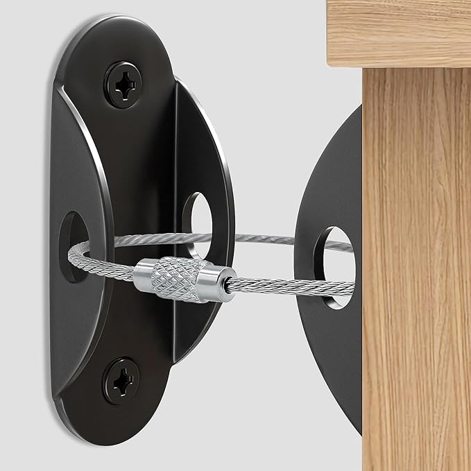 Furniture Anchors for Baby Proofing, Anti Tip Furniture Anchor Securing 420lbs Tension Earthquake Resistant Metal Furniture Wall Anchor Prevent Baby Pet from Falling Furniture（8 Pack，Black）