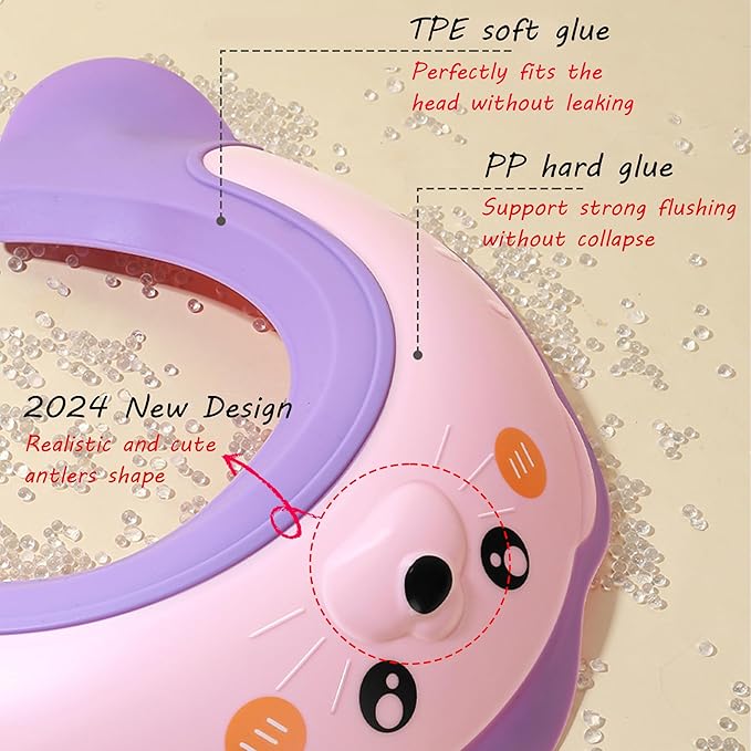 Cute Sea Lion Shower Shield Visor - Eye & Ear Protection for 0-9 Yrs, Pink