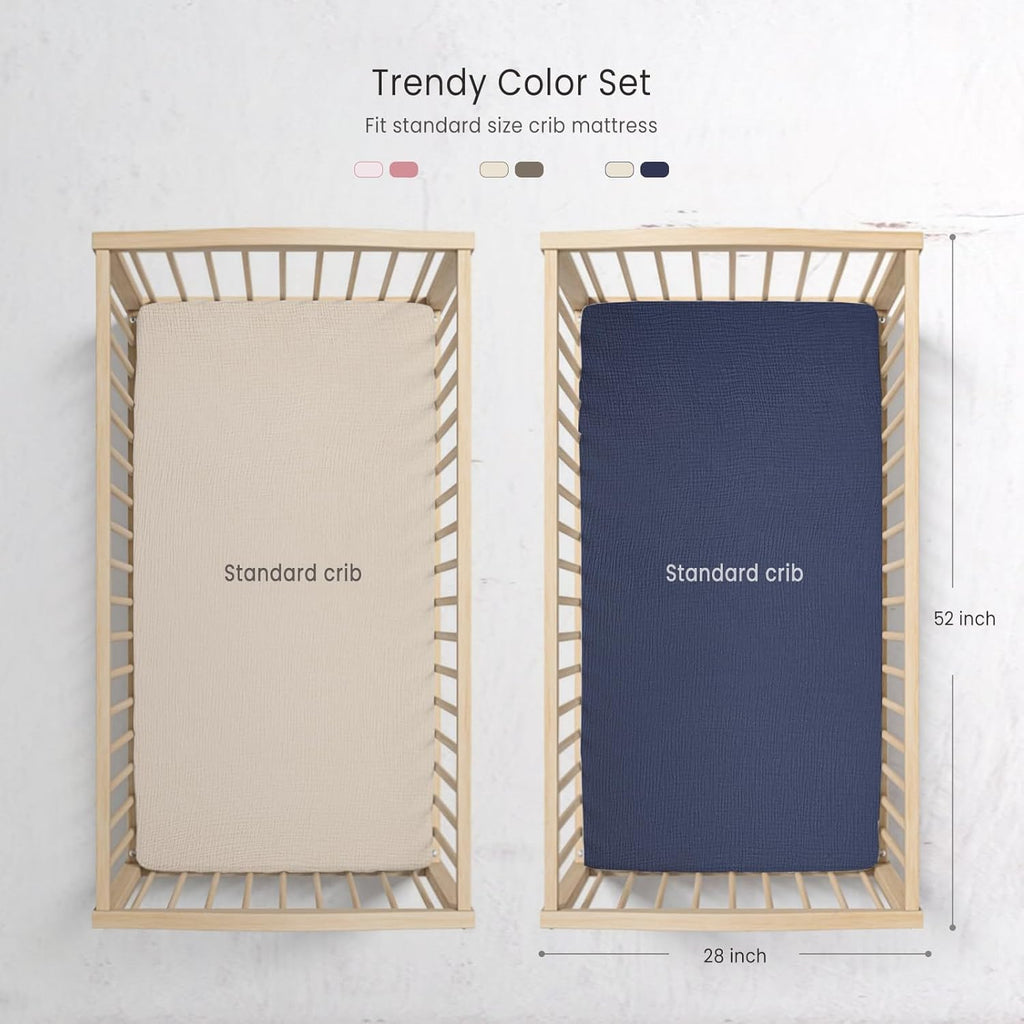 lulumoon Baby Muslin Crib Sheets - Toddler Cotton Fitted Crib Sheets Neutral for Boys and Girls 2Pack