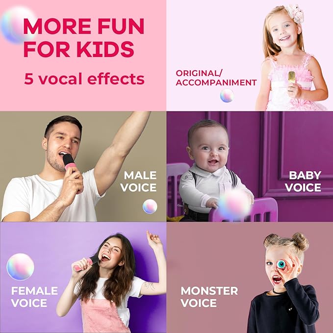 YLL Mini Karaoke Machine for Kids Adults, Portable Bluetooth Speaker with 2 Wireless Microphones, Most Popular Toys Birthday Gifts for Girls 4, 5, 6, 7, 8, 9, 10, 11, 12+ Years Old Toddler Teens（Rose）