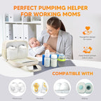 PIIOSER Breastmilk Cooler Bag with Ice Pack, Compatible with Wearable Breast Pumps & Accessories - Portable Pumps Carrying Case for Nursing & Working Moms, Cream