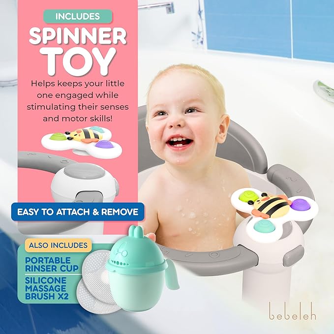 Bath Seat for Babies 6 Months & Up - Safe Infant and Toddler Bathtub Seat for Sitting Up - Tub Seat for Shower (Gray)