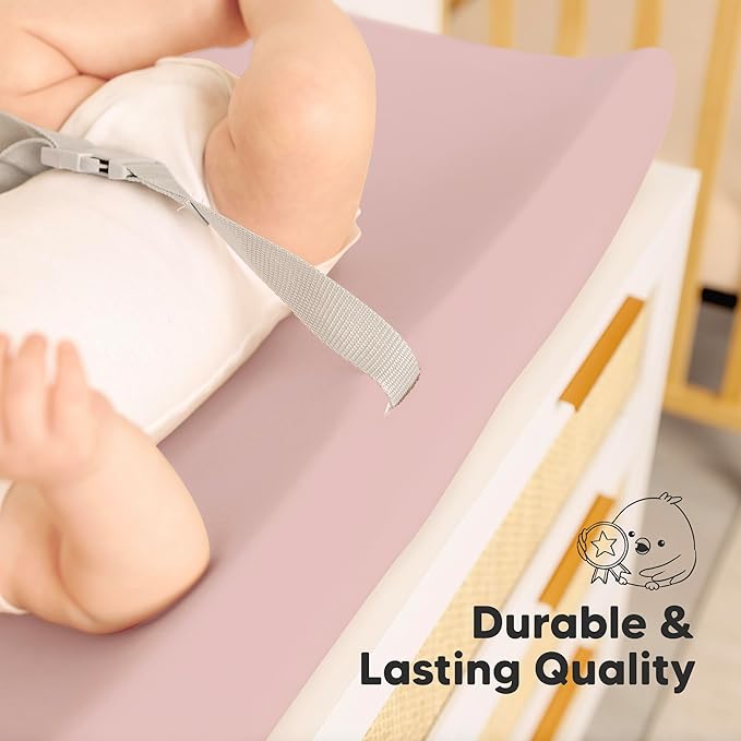 2-Pack Organic Changing Pad Covers for Girl, Boy, Neutral - 100% Cotton Changing Table Pad Cover, Soft Baby Nursery Diaper Changing Pad Sheets, Contour Changing Pads Liners, Change Pad Cover (Pastel)