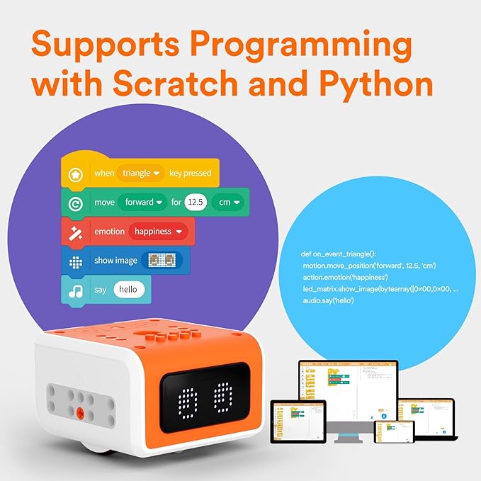 VinciBot STEM Robotics for Kids Ages 8-12, Scratch&Python Programmable Robot with AI Function for Teens School Grade 3-7, Educational Coding Robot Kit for Boys & Girls, Ages 8+