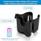 Accmor Stroller Cup Holder with Phone Holder, Bike Cup Holder, Universal Cup Holder for Uppababy Nuna Doona Strollers, 2-in-1 Cup Phone Holder for Stroller, Bike, Wheelchair, Walker, Scooter