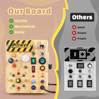 Joyreal Montessori Busy Board Wooden Sensory Toys for Toddler with LED Light Up Switch, Baby Fidget Board Travel Toys for 18+ Months, 1 2 3 Year Old Boys Girls Toddler Toy Gifts (Classic)