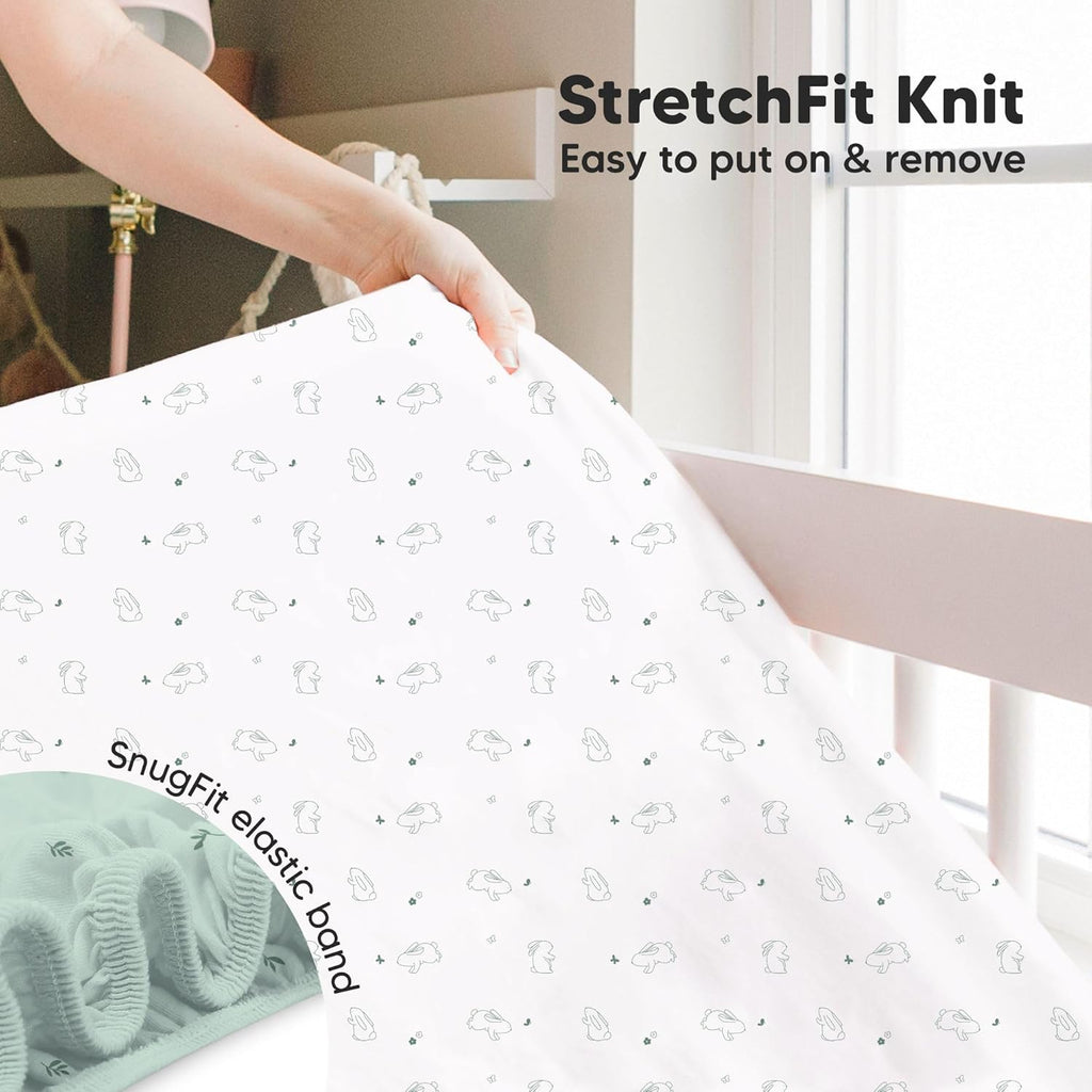 KeaBabies 2-Pack Baby Crib Sheets for Boys, Girls - 52x28 Viscose Derived from Bamboo Toddler Bed Sheets Neutral, Fitted Crib Mattress Cover for Standard Baby Bedding, Soft & Cozy (Bunnies)
