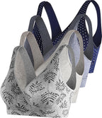 SUIEK 4 Pack Nursing Sleep Bra Maternity Bralette Cotton Breastfeeding Bras