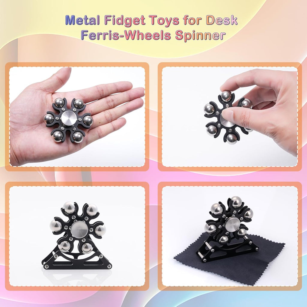 Desk-Fidget-Toys for Ferris-Wheels-Spinner: Metal Kinetic-Spinner 4mins, Cool-Gadgets for Kid Children Teen Adult EDC-Toy, ADHD Tools Cool-Stuff Stress Relief Gift for Office Home School Christmas