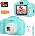Kids Camera, HD Digital Video Camera, Childrens Toys for 3 4 5 6 7 8 9 Year Old Boys/Girls, Selfie Camera for Kids, Christmas Birthday Gifts with 32GB SD Card (Green)