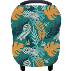 Carseat Cover Boy and Girls - Multi-use Nursing Car Seat Canopy Cover for Breastfeeding, Infant Stroller Cover, High Chair Cover (Green Leaves)