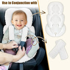 GFU Infant Car Seat Insert Head and Body Support, Reversible Newborn Insert for Carseat with Strap Pads, Soft Stroller Cushion Pillow Insert for Boys and Girls, Fits for Stroller, Swing, White