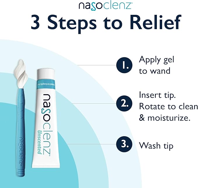 Pro: Nasal Cleansing Kit – Gentle Wand & Nasal Antiseptic Gel, Nose Cleaner and Nasal Moisturizer for Dry Nose & Sinus Relief (Unscented 1 Count, up to 120 uses)