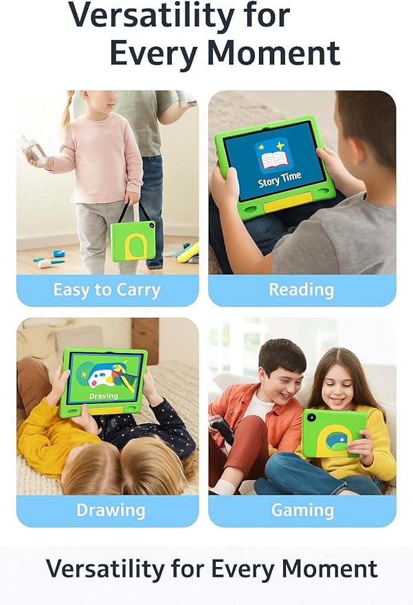 10.1 Inch Kids Tablet with Shockproof Case | Android 14, 64GB+8GB RAM, 12H Battery | Parental Control, Google Kids Space & Preloaded Educational Apps | WiFi 6, HD Display, Ages 3-12