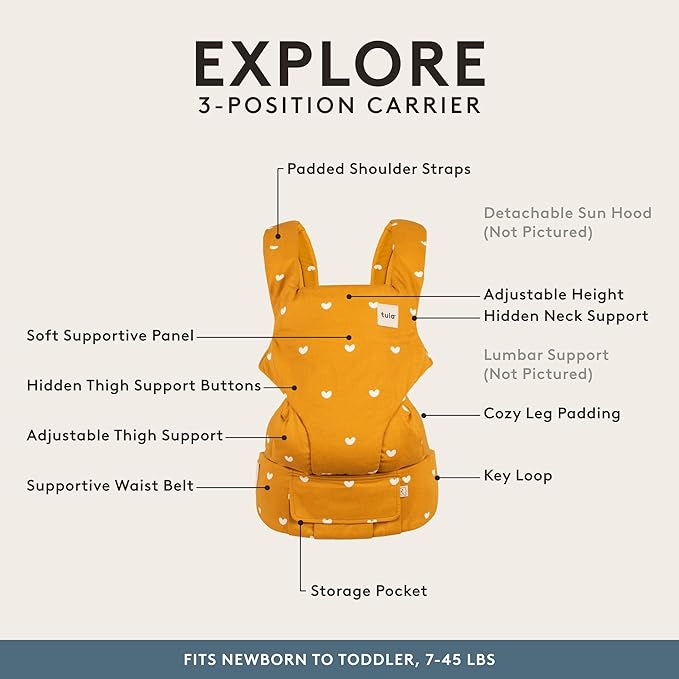 Baby Tula Explore Carriers - Breathable Baby Carrier Newborn to Toddler - Adjustable Toddler Carrier - Multiple Ergonomic Positions Front and Back - Ergonomic Fit for 7-45 lb - Cotton, Play