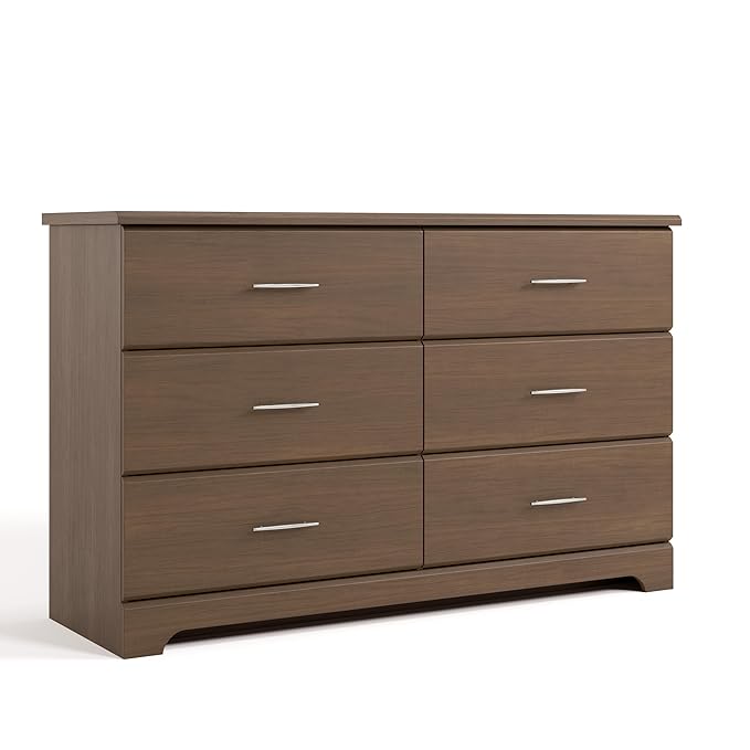 Stork Craft Brookside 6-Drawer Dresser (Hazelnut) – GREENGUARD Gold Certified, Wood Dresser for Bedroom, Kids & Nursery Storage Chest, Safety Interlocking Drawers, Pre-Installed Tracks, Kids Chest