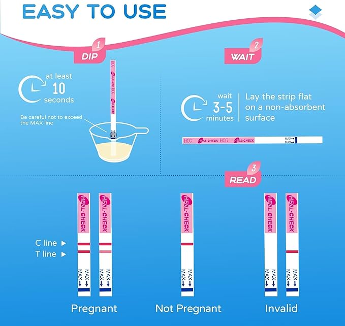 50 Count Pregnancy Tests with Cups, Bulk Pregnancy Test Strips for Detection at Home, Over 99% Accuracy, Individually Wrapped Fertility Tests, Extra-Wide 5mm HCG Tests, Pruebas De Embarazo