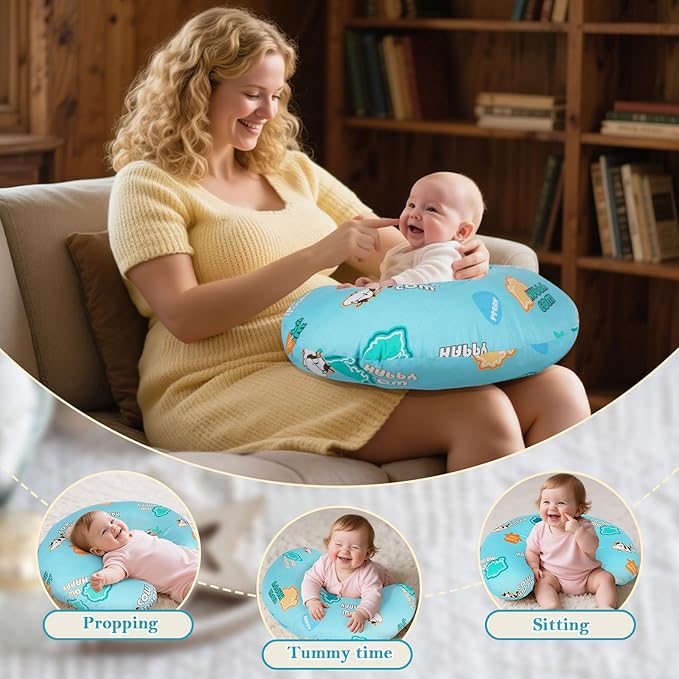 Nursing Pillow & Breastfeeding Pillow – Ergonomic C-Shape for Breastfeeding & Bottle Feeding, Standard Size Breathable with Washable Cover, Hypoallergenic,Tummy Time & Sitting Support ( 0-18Months)