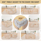 Foldable Wooden Playpen, Large Baby Wood Playpen with Locking Gate for Babies and Toddler 1-3 Year, Portable Play Yard for Activity Center Indoor Outdoor(Wood, 8 Panel)