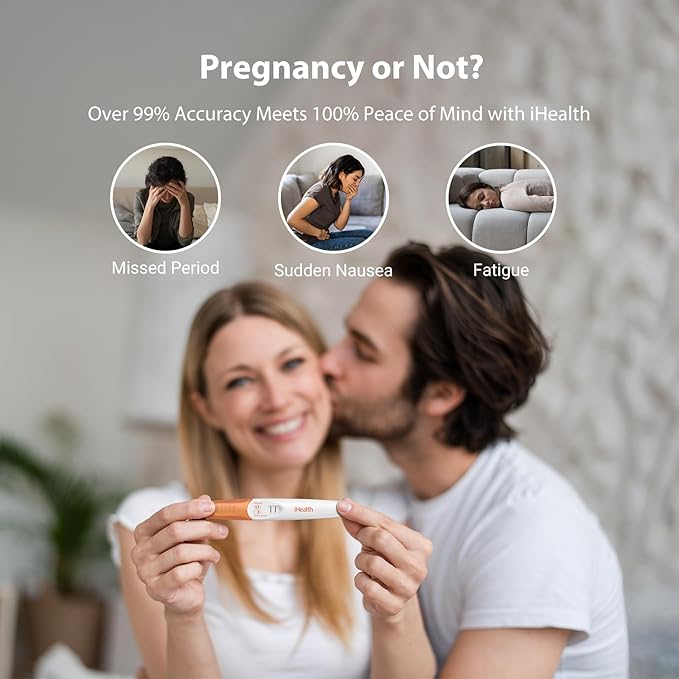 Pregnancy Test Strips Kit with Cup, iHealth Early Detection High-Sensitivity HCG Tests Detect 6 Days Sooner, Over 99% Accurate, Individually Wrapped, Includes 3 Sticks + 10 Strips, Pruebas de Embarazo