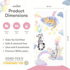 100% Cotton Fitted Crib Sheet, Rainbow Safari Animals Design, Sleepy Jaguar Elephant Lemur Pattern, Fits Standard 52 x 28 in Crib Mattress