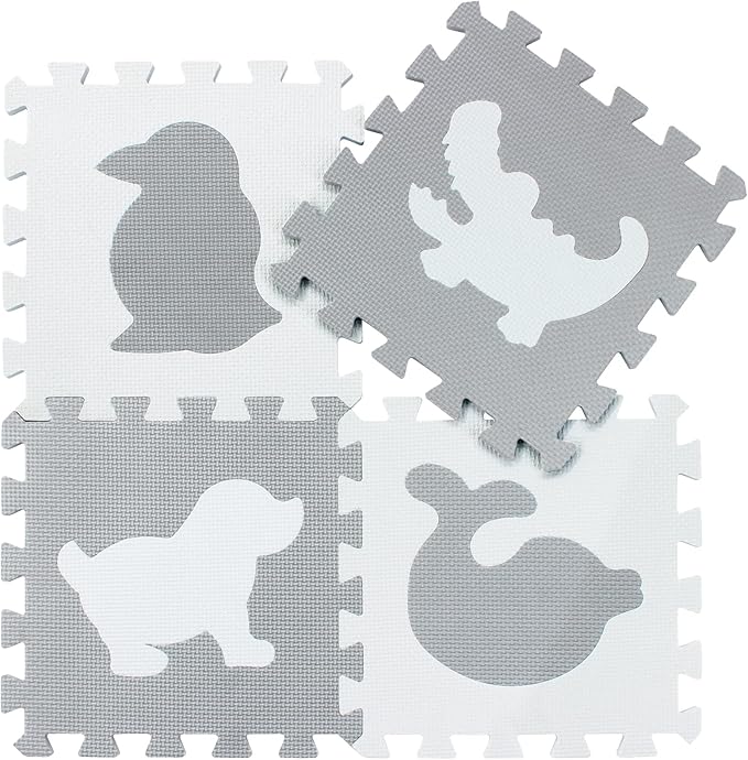 qqpp EVA 18 Tiles Baby Play Mat for Playing, Interlocking Foam Floor Mats for Tummy Time & Crawling, Flooring Tiles with Animals Puzzle for Kids. QP-51(AL) b18N