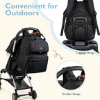 mommore Diaper Bag Backpack, Large Diaper Bag Expandable for 2 Kids/Twins, Durable Baby Bag with Changing Pad, Water Resistant Travel Diaper Backpack for Mom Dad