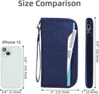 ZOPPEN Passport Holder Family RFID Passport Wallet, Passport Holder Women/Men, Travel Wallet Documents Organizer Zipper Case with Removable Wristlet Strap, Travel Essentials for Flying