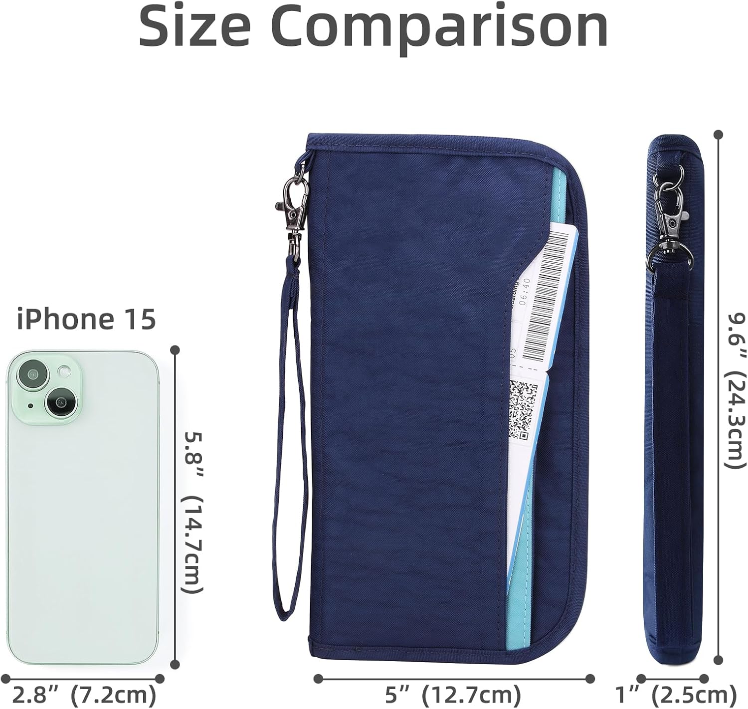 ZOPPEN Passport Holder Family RFID Passport Wallet, Passport Holder Women/Men, Travel Wallet Documents Organizer Zipper Case with Removable Wristlet Strap, Travel Essentials for Flying