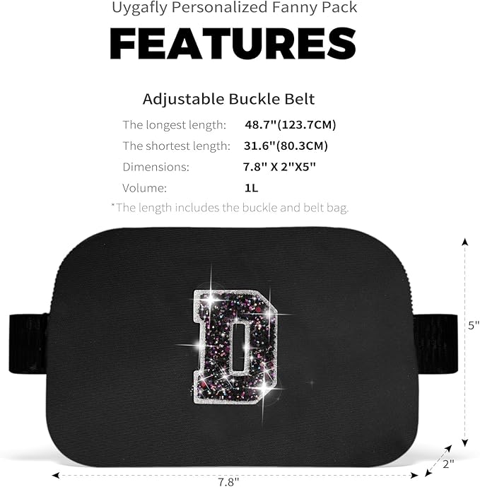 Graduation Gifts for Teens Kids Daughter Sister Her - Birthday Gifts for 3 4 5 6 7 8 9 10 11 12 13 Year Old Girls,Fanny Pack Crossbody Bag Belt Bag Cute Trendy Stuff | Black,Initial D
