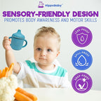 Silicone Transition Sippy Cup for 6+ month old | Includes 1 Toddler straw cup & 1 Baby Sippy Cup with Handles 5 oz | Perfect for Baby Led Weaning (Rose Quartz/SKy, 5 oz)