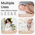 Yoofoss Hooded Baby Towels for Newborn 2 Pack 100% Muslin Organic Cotton Baby Bath Towel with Hood for Babies, Infant, Toddler and Kids, 32x32Inch, Soft and Absorbent Newborn Essential, Giraffe