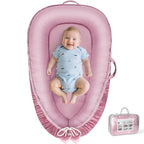 Baby Lounger - Baby Lounger for Newborn 0-24 Months, Breathable & Soft Cotton and Velvet Cover Baby Nest, Portable Tummy Time Lounger for Home and Travel, Ideal Baby Essentials & Shower Gifts