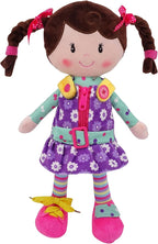 Sugar Snap Plush Doll for Toddlers Learn to Dress Montessori Toy - Dress Me Doll - Zipper, Snaps, Buttons, Buckle - Educational Toy for 2 3 Year Old Girl - Montessori Doll - 15" - Purple Dress