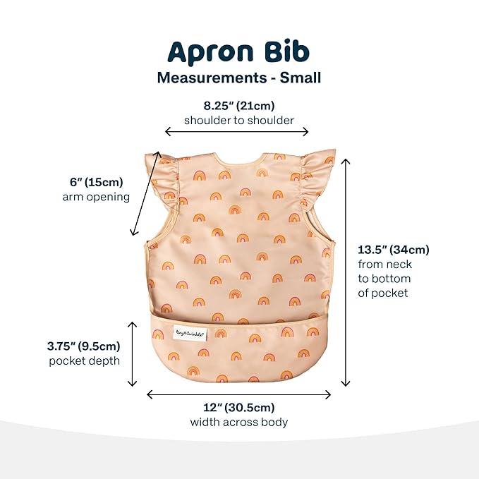 Tiny Twinkle Mess Proof Baby Bib - Waterproof & Lightweight Baby-Led Weaning Apron | 100% Recycled Polyester, Easy Clean & Machine Washable (Cotton Candy, Small 6-24 Months)