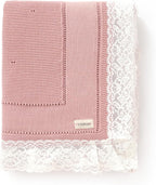 100% Organic Cotton Baby Blanket Knitted Softer Receiving Swaddle Warm Cozy Cuddle Crib Blanket for Newborns Infants Toddlers Boy and Girls Blush Pink