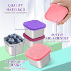 Stainless Steel Snack Containers for Kids,7.2oz Easy Open Leak Proof Reusable Snack Box Container with Lids,Small Lunch Containers for Meal Prep,School,Picnic and Travel-3Pack