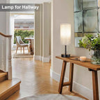 Grey Bedside Lamp for Bedroom Nightstand - Small Table Lamp with USB A + C Charging Port, 3 Color Temperatures Pull Chain Night Stand Light with Bulb, Side Table Desk Reading Lamp for Living Room/Dorm