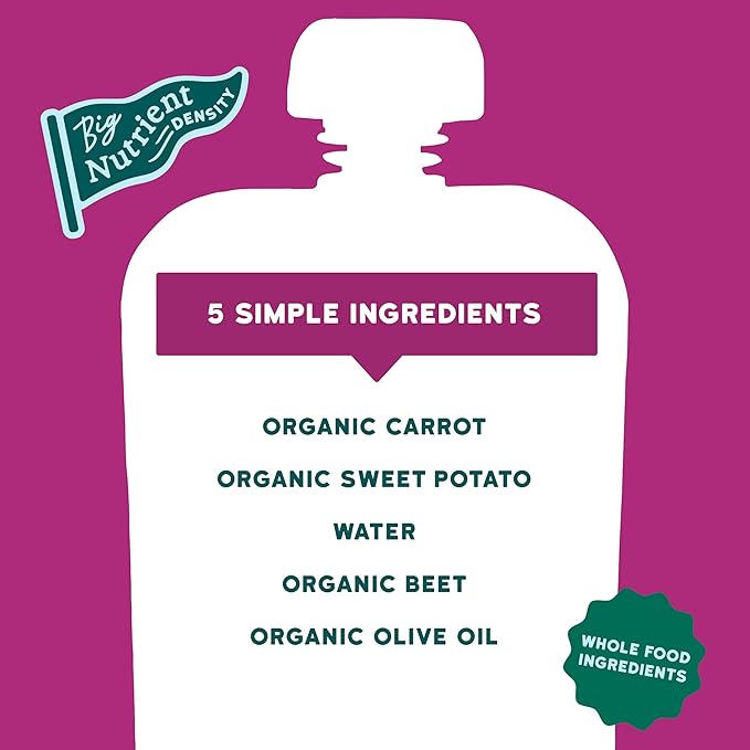 Serenity Kids 6+ Months Veggie Puree Baby Food Pouches - USDA Organic - No Sugary Fruits or Added Sugar - Allergen Free - 3.5 Ounce BPA-Free Packaging - Baby Food Pouch
