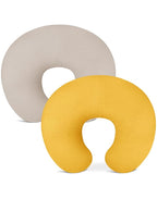 Nursing Pillow Covers 2 Pack, Muslin Nursing Cover for Breastfeeding Pillows, Comfortable for Baby Girls and Boys (Beige & Mustard Yellow)