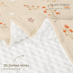 Floral Baby Blankets for Girls, Soft Nursery Minky Blankets with Muslin and Dotted Fleece Back 30x40 inches, Receiving Bed Quilt for Newborn, Infants, Toddlers