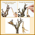 Toymany 15PCS Monkey Primates Figurines, Plastic Jungle Animals Set Included Tree Monkey Ape Tree Chimpanzee Gorilla Orangutan Toys for Kid Todllers