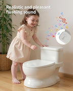 Realistic Potty Training Toilet - Flushing Sounds, Wipes Storage, Disposable Liners, Easy to Clean for Toddler Boys and Girls, White