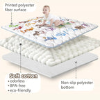 Baby Play Mat, 43x43 Mat with Super Soft Touch, Activity Mat with Upgraded Anti-Slip Bottom, Machine Washable Crawling Mat for Floor & Picnic(Animal Alphabets)