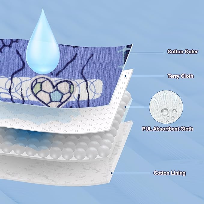 MooMoo Baby Absorbent Potty Training Underwear 6 Packs Cotton Training Pants for Boys and Girls 2T-9T